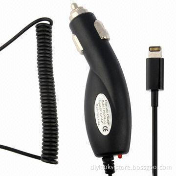 5V 1A Car Charger Coiled Cable for iPhone 5/ Pod Touch 5